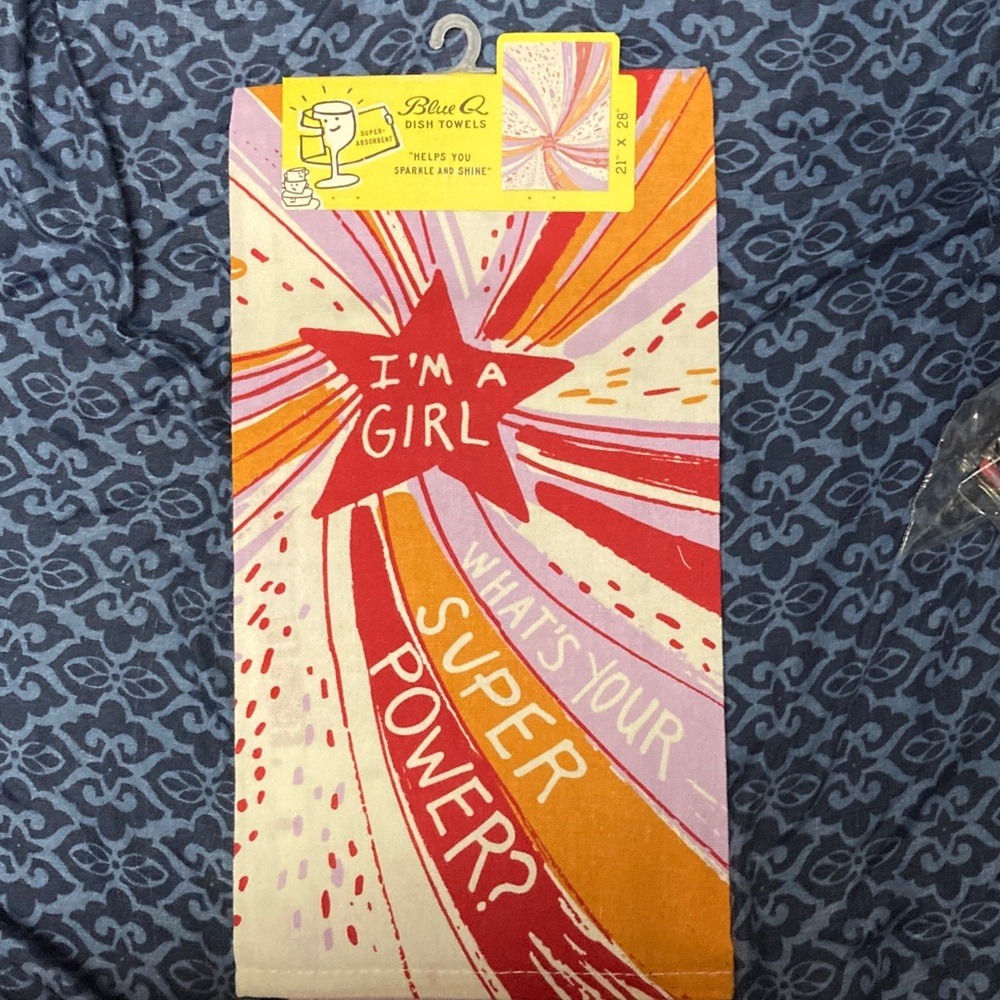Blue Q Vibrant Starburst”I’m  A Girl. What’s Your Super Power?” Dish Towel